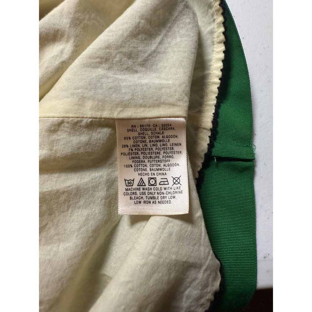 Maeve Anthropologie Striped Strapless Linen Blend Mini Dress Green Trim Size 6 - Picture 8 of 9